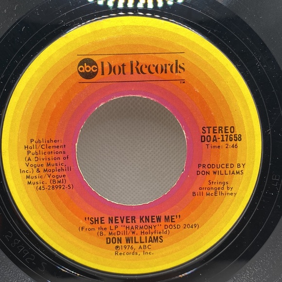 Country 45 Don Williams :Ramblin / She Never Knew Me on ABC Dot Records 7” Vinyl - Picture 3 of 5